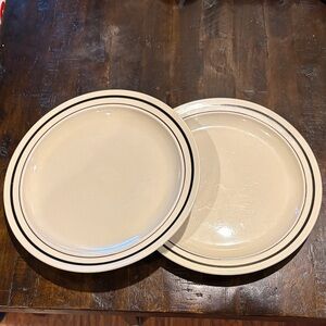 Vintage Newcor Dinner Plates in Satellite Black pattern- Set of 2